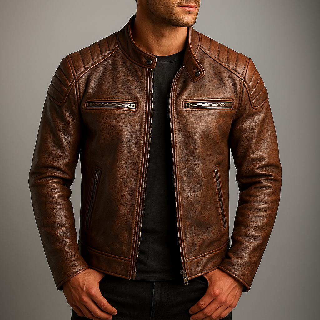 Luxantis™: Veste en cuir vintage Barger