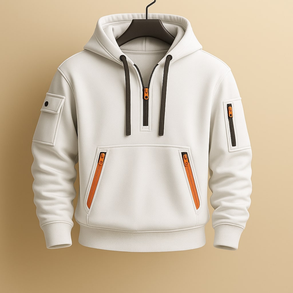 Luxantis™: Sweat à capuche Bruno en polaire à demi-zip