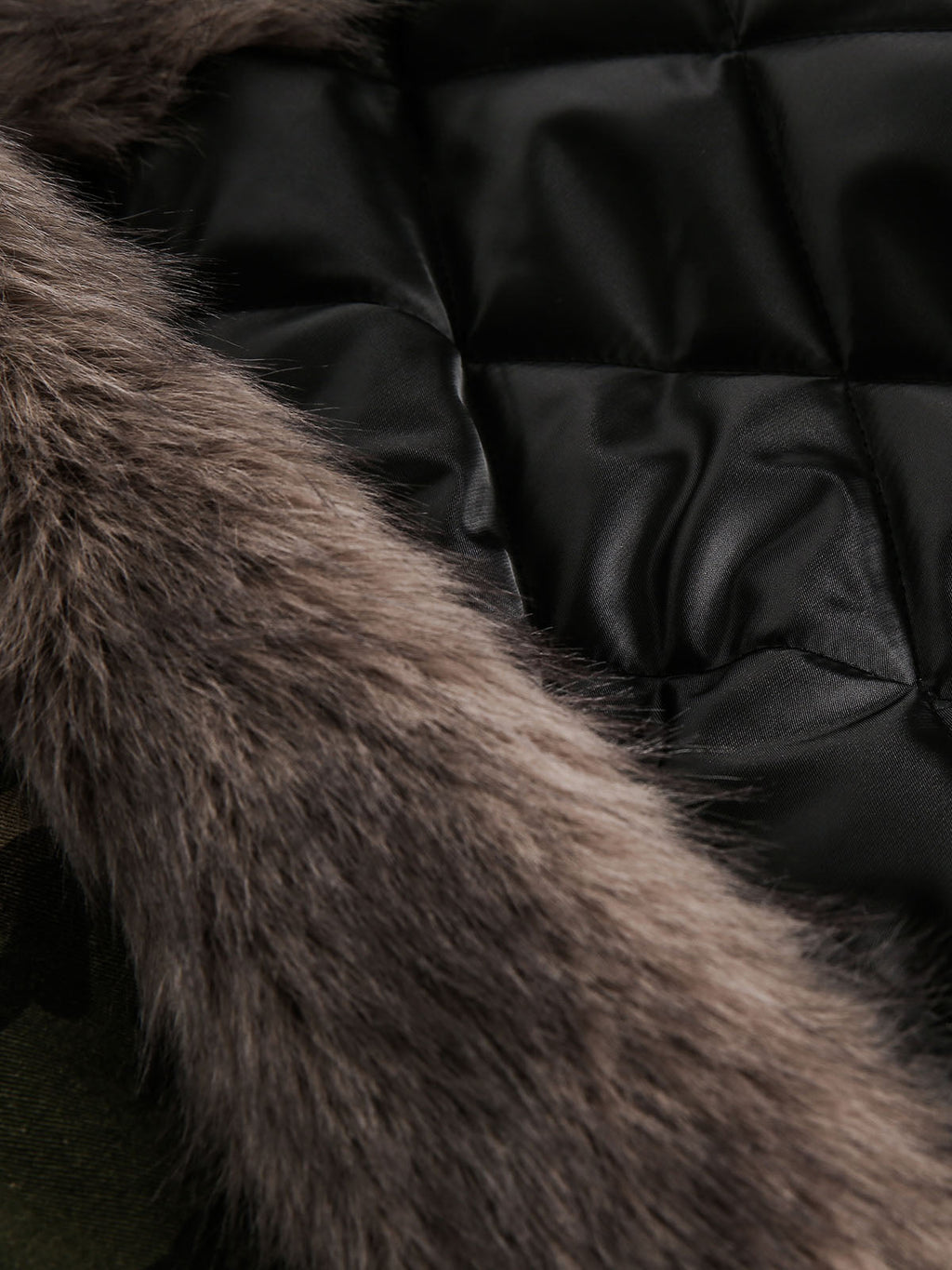 Luxantis™: Veste matelassée à capuche et col en fourrure camouflage